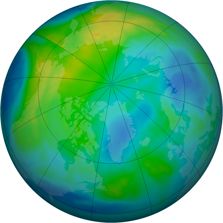 Arctic ozone map for 27 October 2009